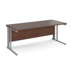 Maestro 25 straight desk 1800mm x 800mm - silver cable managed leg frame, walnut top MCM18SW