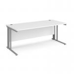 Maestro 25 straight desk 1800mm x 800mm - silver cable managed leg frame and white top