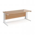 Maestro 25 straight desk 1800mm x 800mm - white cable managed leg frame, beech top MCM18WHB