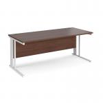 Maestro 25 straight desk 1800mm x 800mm - white cable managed leg frame, walnut top MCM18WHW