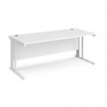 Maestro 25 straight desk 1800mm x 800mm - white cable managed leg frame and white top