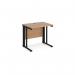 Maestro 25 straight desk 800mm x 600mm - black cable managed leg frame, beech top MCM608KB