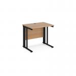 Maestro 25 straight desk 800mm x 600mm - black cable managed leg frame, beech top MCM608KB