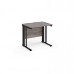 Maestro 25 straight desk 800mm x 600mm - black cable managed leg frame, grey oak top MCM608KGO