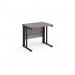 Maestro 25 straight desk 800mm x 600mm - black cable managed leg frame with grey oak top