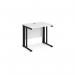 Maestro 25 straight desk 800mm x 600mm - black cable managed leg frame, white top MCM608KWH