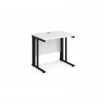 Maestro 25 straight desk 800mm x 600mm - black cable managed leg frame and white top