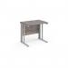 Maestro 25 straight desk 800mm x 600mm - silver cable managed leg frame with grey oak top