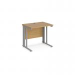Maestro 25 straight desk 800mm x 600mm - silver cable managed leg frame and oak top