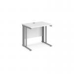 Maestro 25 straight desk 800mm x 600mm - silver cable managed leg frame and white top