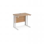 Maestro 25 straight desk 800mm x 600mm - white cable managed leg frame, beech top MCM608WHB