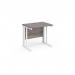 Maestro 25 straight desk 800mm x 600mm - white cable managed leg frame, grey oak top MCM608WHGO