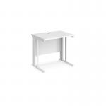 Maestro 25 straight desk 800mm x 600mm - white cable managed leg frame and white top
