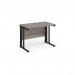 Maestro 25 straight desk 1000mm x 600mm - black cable managed leg frame, grey oak top MCM610KGO