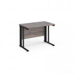Maestro 25 straight desk 1000mm x 600mm - black cable managed leg frame and grey oak top