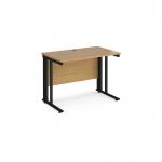 Maestro 25 straight desk 1000mm x 600mm - black cable managed leg frame, oak top MCM610KO