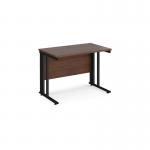 Maestro 25 straight desk 1000mm x 600mm - black cable managed leg frame and walnut top