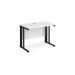 Maestro 25 straight desk 1000mm x 600mm - black cable managed leg frame, white top MCM610KWH