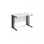 Maestro 25 straight desk 1000mm x 600mm - black cable managed leg frame and white top