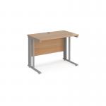 Maestro 25 straight desk 1000mm x 600mm - silver cable managed leg frame and beech top
