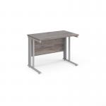 Maestro 25 straight desk 1000mm x 600mm - silver cable managed leg frame and grey oak top