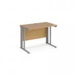 Maestro 25 straight desk 1000mm x 600mm - silver cable managed leg frame and oak top