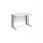 Maestro 25 straight desk 1000mm x 600mm - silver cable managed leg frame and white top