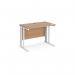 Maestro 25 straight desk 1000mm x 600mm - white cable managed leg frame, beech top MCM610WHB