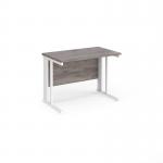 Maestro 25 straight desk 1000mm x 600mm - white cable managed leg frame, grey oak top MCM610WHGO