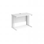 Maestro 25 straight desk 1000mm x 600mm - white cable managed leg frame, white top MCM610WHWH