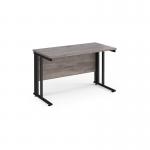 Maestro 25 straight desk 1200mm x 600mm - black cable managed leg frame and grey oak top