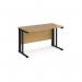 Maestro 25 straight desk 1200mm x 600mm - black cable managed leg frame, oak top MCM612KO