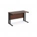 Maestro 25 straight desk 1200mm x 600mm - black cable managed leg frame, walnut top MCM612KW