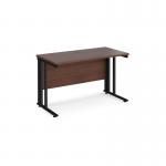 Maestro 25 straight desk 1200mm x 600mm - black cable managed leg frame and walnut top
