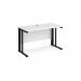 Maestro 25 straight desk 1200mm x 600mm - black cable managed leg frame, white top MCM612KWH