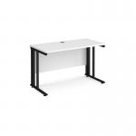 Maestro 25 straight desk 1200mm x 600mm - black cable managed leg frame, white top MCM612KWH