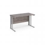 Maestro 25 straight desk 1200mm x 600mm - silver cable managed leg frame and grey oak top