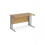 Maestro 25 straight desk 1200mm x 600mm - silver cable managed leg frame and oak top