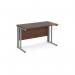 Maestro 25 straight desk 1200mm x 600mm - silver cable managed leg frame, walnut top MCM612SW