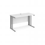Maestro 25 straight desk 1200mm x 600mm - silver cable managed leg frame, white top MCM612SWH