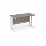 Maestro 25 straight desk 1200mm x 600mm - white cable managed leg frame and grey oak top