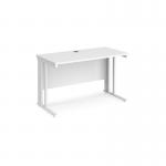 Maestro 25 straight desk 1200mm x 600mm - white cable managed leg frame and white top