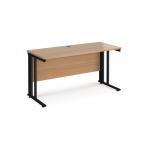 Maestro 25 straight desk 1400mm x 600mm - black cable managed leg frame, beech top MCM614KB