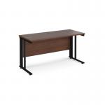 Maestro 25 straight desk 1400mm x 600mm - black cable managed leg frame, walnut top MCM614KW