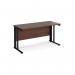 Maestro 25 straight desk 1400mm x 600mm - black cable managed leg frame, walnut top MCM614KW