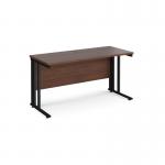 Maestro 25 straight desk 1400mm x 600mm - black cable managed leg frame and walnut top