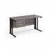 Maestro 25 straight desk 1400mm x 600mm with 2 drawer pedestal - black cable managed leg frame leg, grey oak top MCM614P2KGO