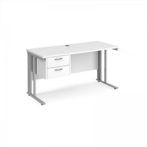 Maestro 25 straight desk 1400mm x 600mm with 2 drawer pedestal -