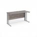 Maestro 25 straight desk 1400mm x 600mm - silver cable managed leg frame, grey oak top MCM614SGO