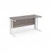 Maestro 25 straight desk 1400mm x 600mm - white cable managed leg frame, grey oak top MCM614WHGO